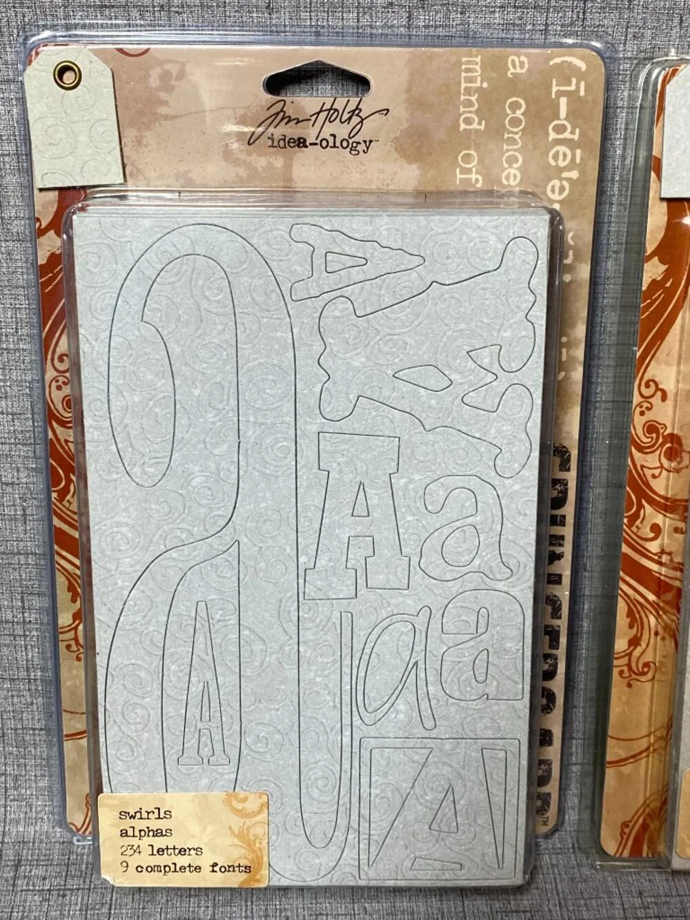 NEW Tim Holtz Idea-ology Grungeboard Swirls Alphabet 9 Fonts & Plain Shapes